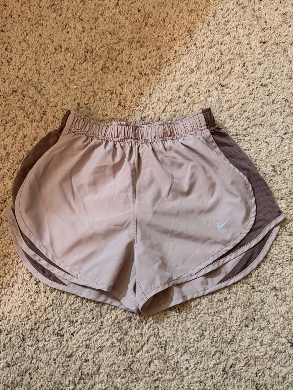 Nike Women's Light Mauve Athletic Shorts with Contrast Panels